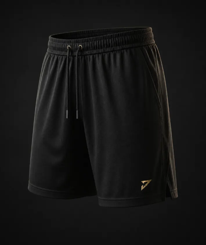 Black LCP training shorts with gold crest